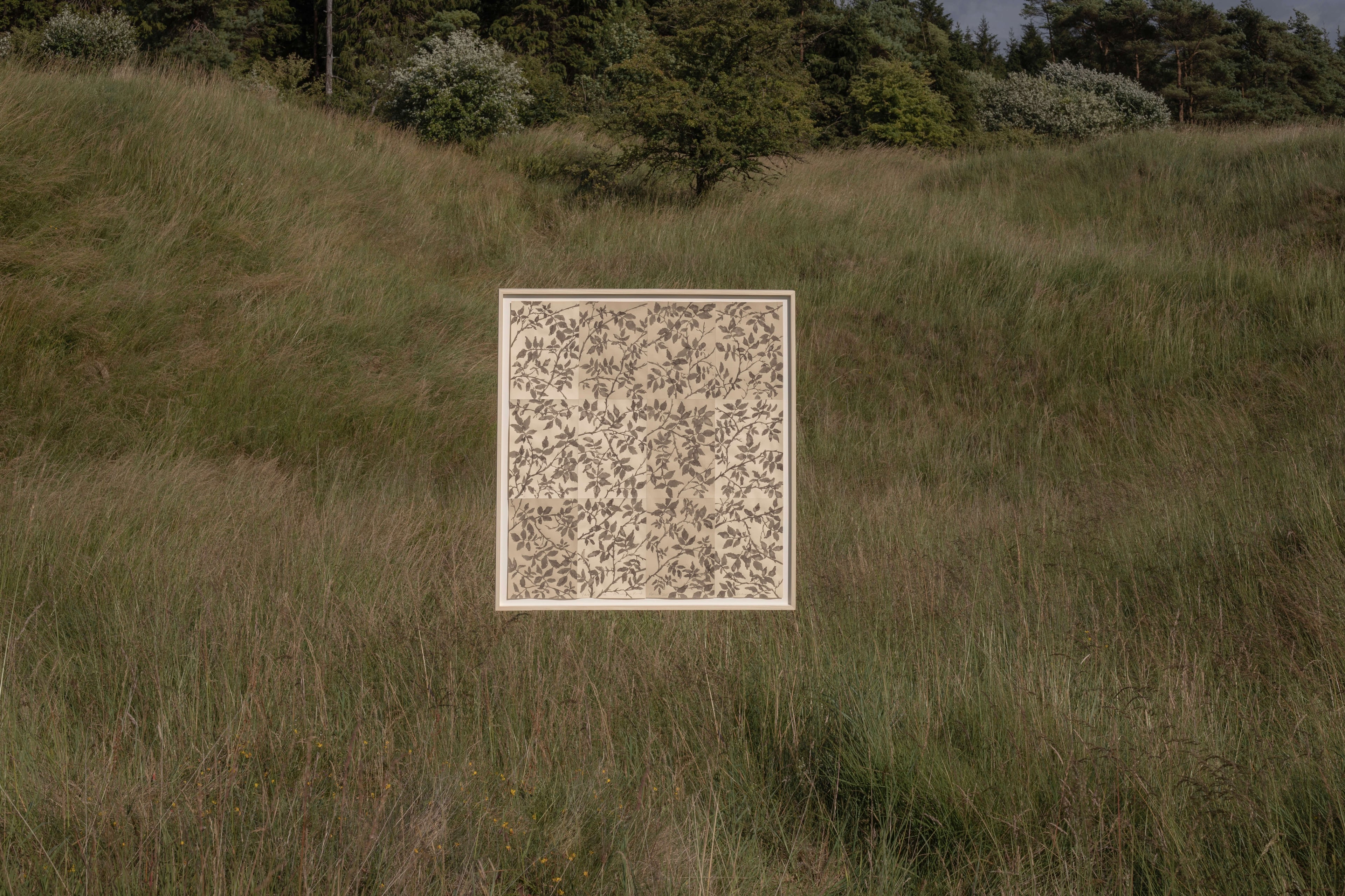 Lucy Auge nature-inspired tree panels, handmade ink painting on paper, English landscape